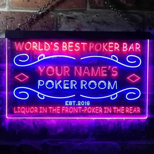 Personalized Poker Room Dual LED Neon Light Sign3